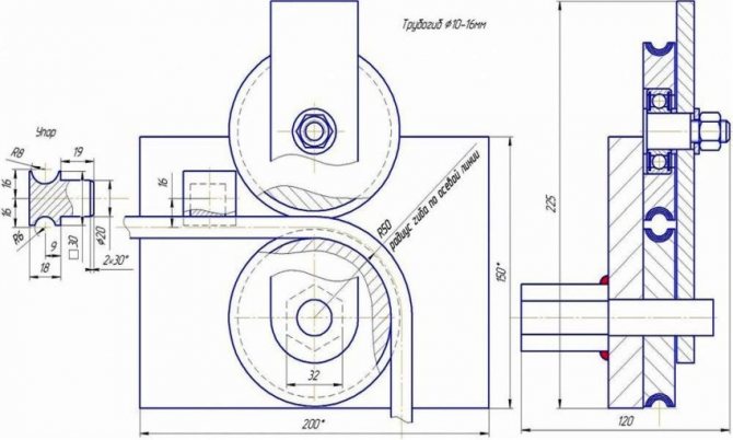 Lukisan dengan dimensi untuk membuat penyekat paip dengan tangan anda sendiri