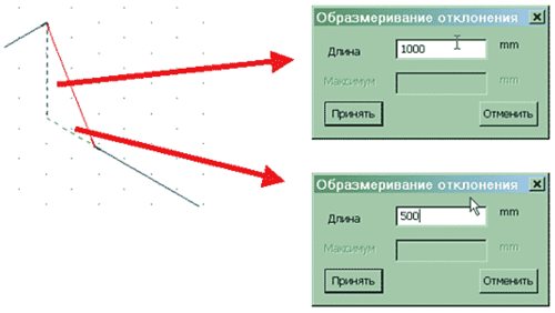 Фиг. 13. Можете да зададете стойностите на отклоненията отделно (по проекции)